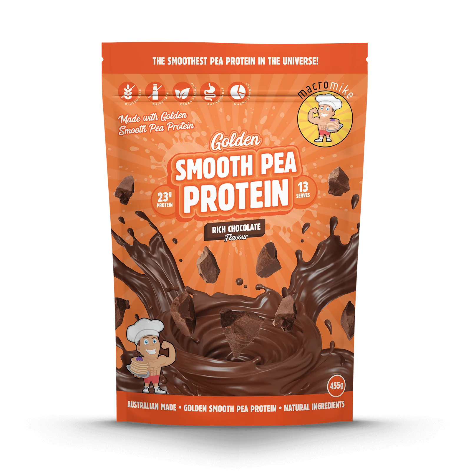 Golden Smooth Pea Protein // 23g Protein (455g) Macro Mike Rich Chocolate NTS Newtown Supplement Store Sydney
