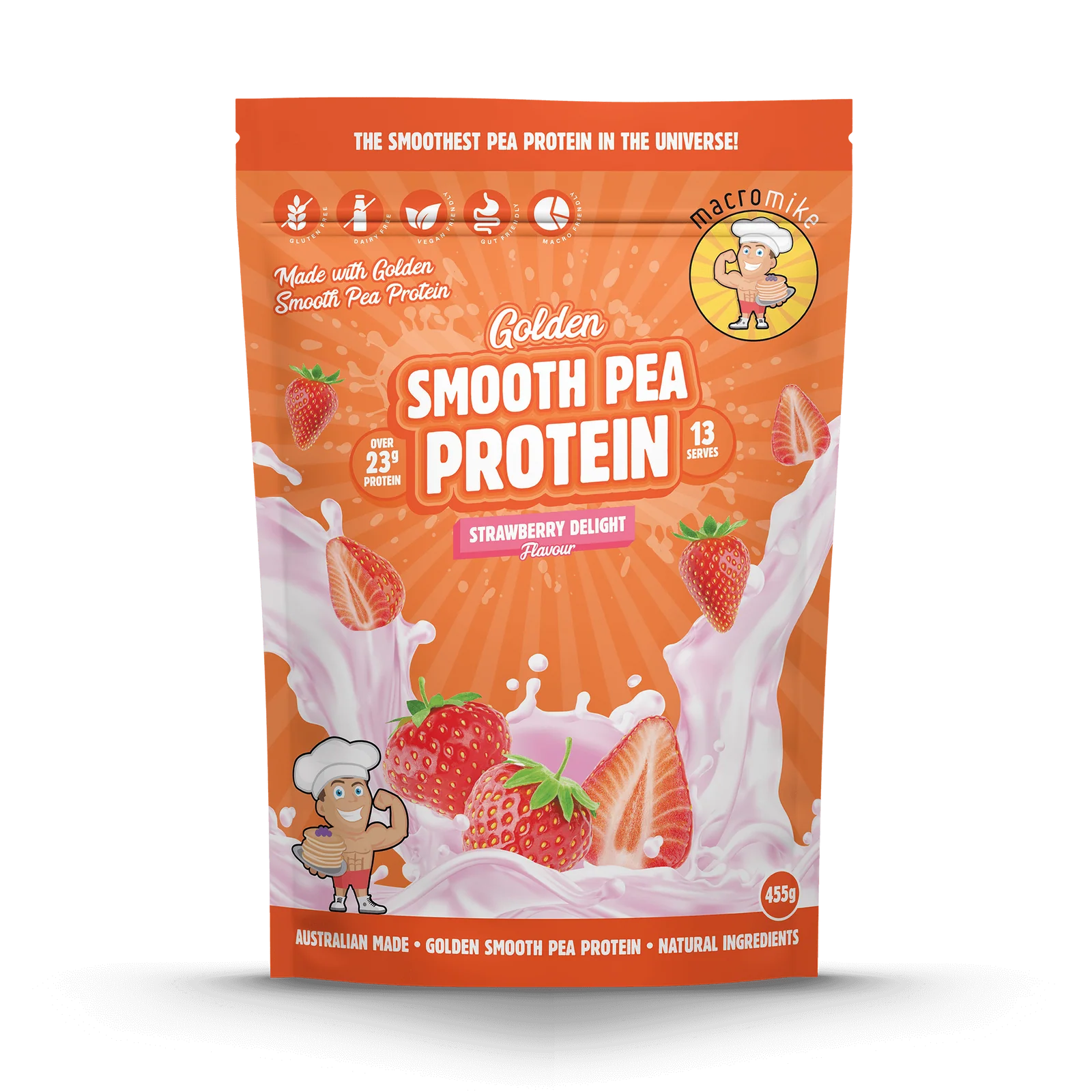 Golden Smooth Pea Protein // 23g Protein (455g) Macro Mike Strawberry Delight NTS Newtown Supplement Store Sydney