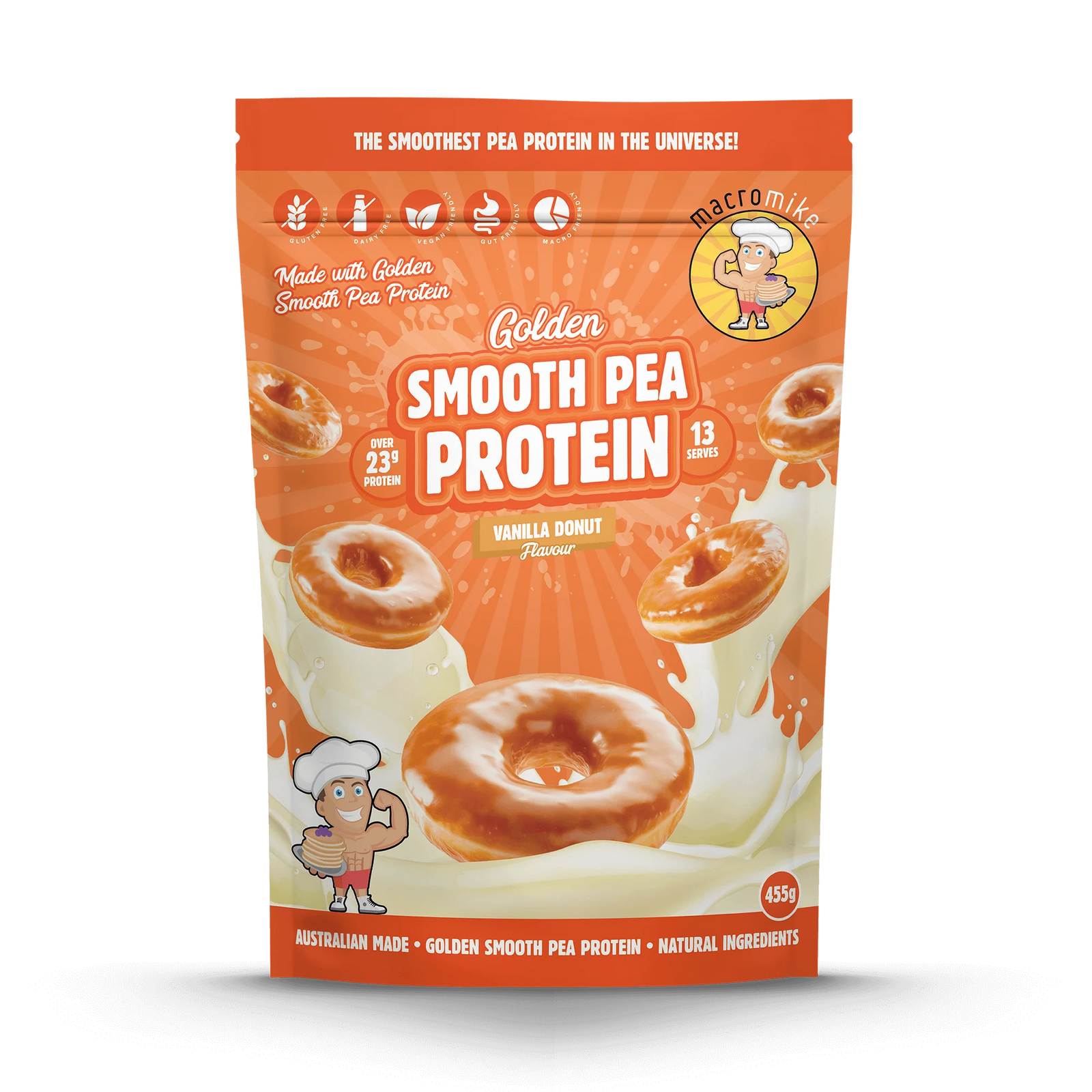 Golden Smooth Pea Protein // 23g Protein (455g) Macro Mike Vanilla Donut NTS Newtown Supplement Store Sydney