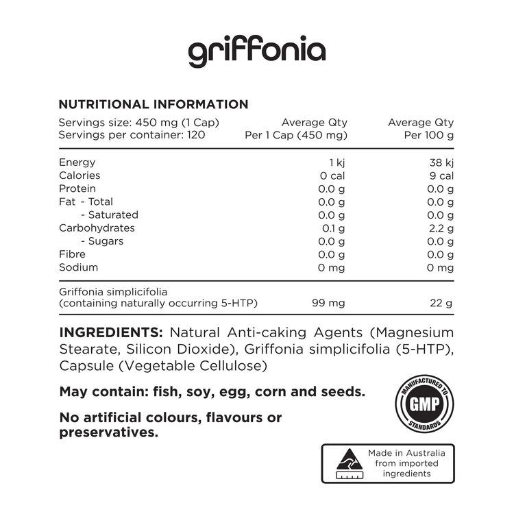 Griffonia // 120 Veg Caps SWITCH NTS Newtown Supplement Store Sydney