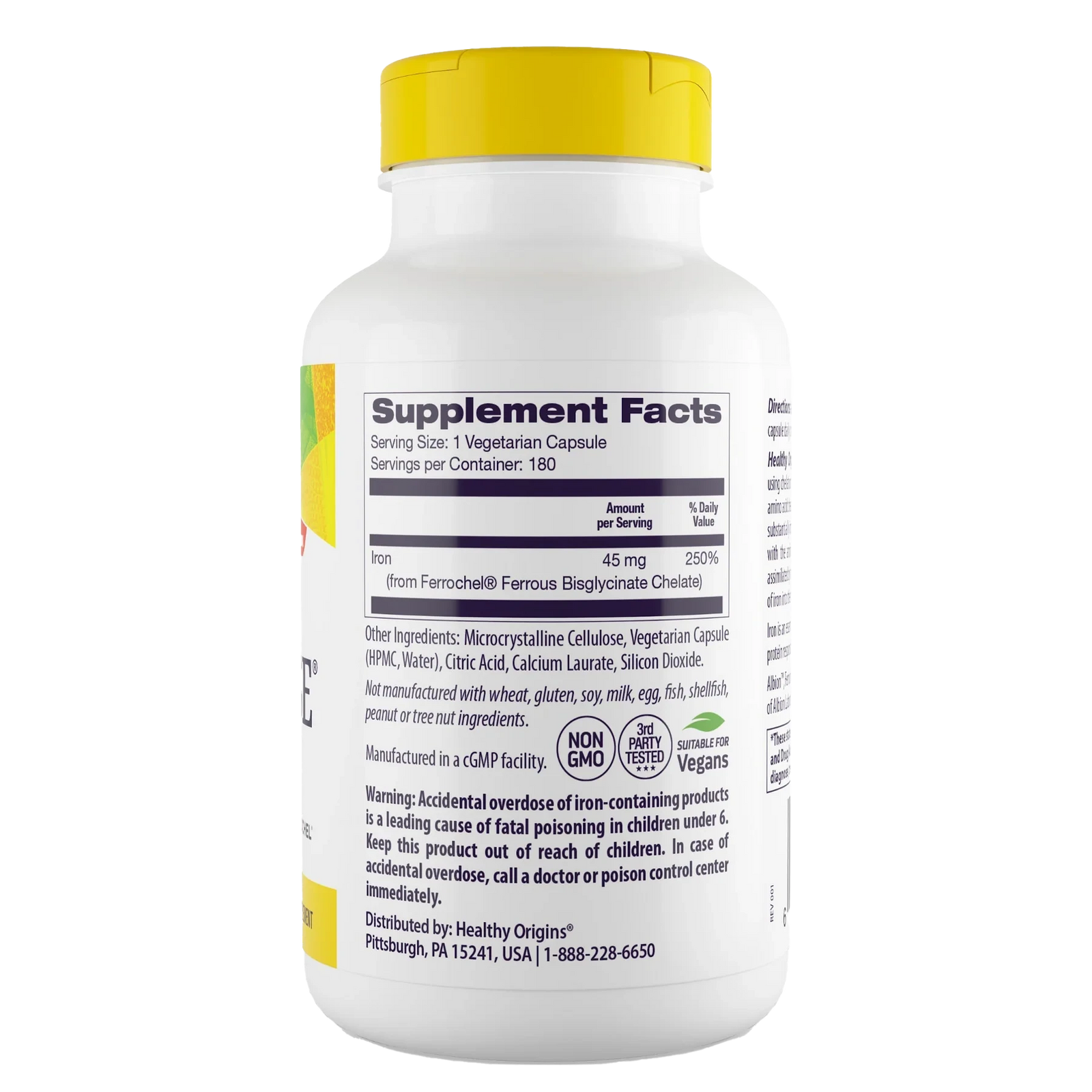 High Potency Iron Ease // 45mg 180 Caps Healthy Origins NTS Newtown Supplement Store Sydney