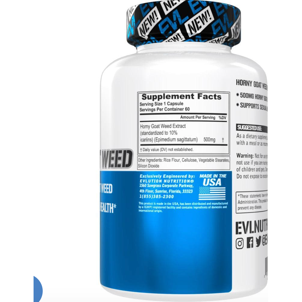 Horny Goat Weed // 60 500mg Capsules Evlution Nutrition NTS Newtown Supplement Store Sydney