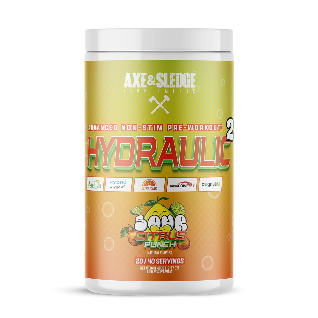 HYDRAULIC 2 // Advanced Non-Stim Pre-Workout (20/40 Servings) Axe & Sledge Citrus Punch NTS Newtown Supplement Store Sydney