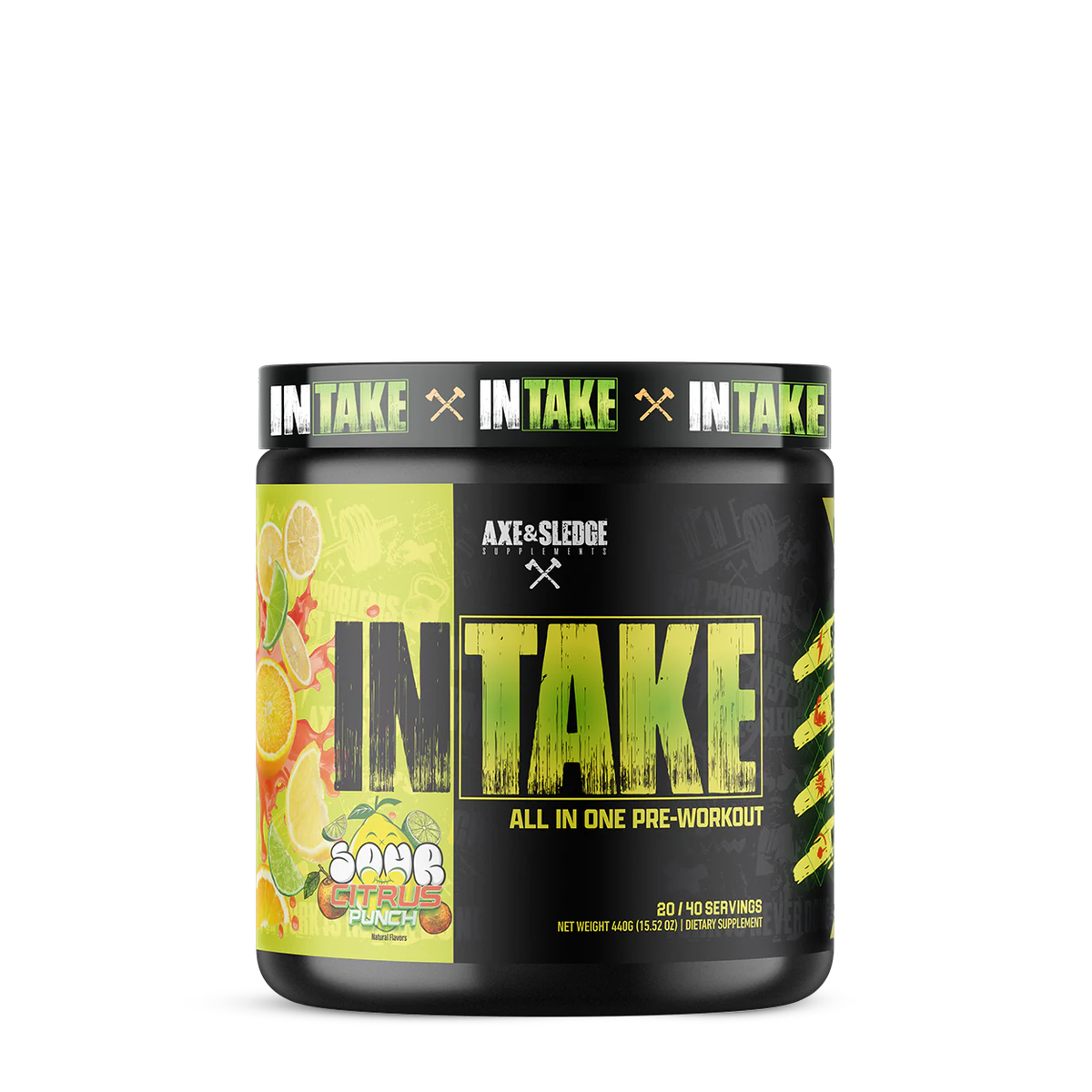 INTAKE // All In One Pre-Workout (20/40 Servings) Axe &amp; Sledge Citrus Punch NTS Newtown Supplement Store Sydney