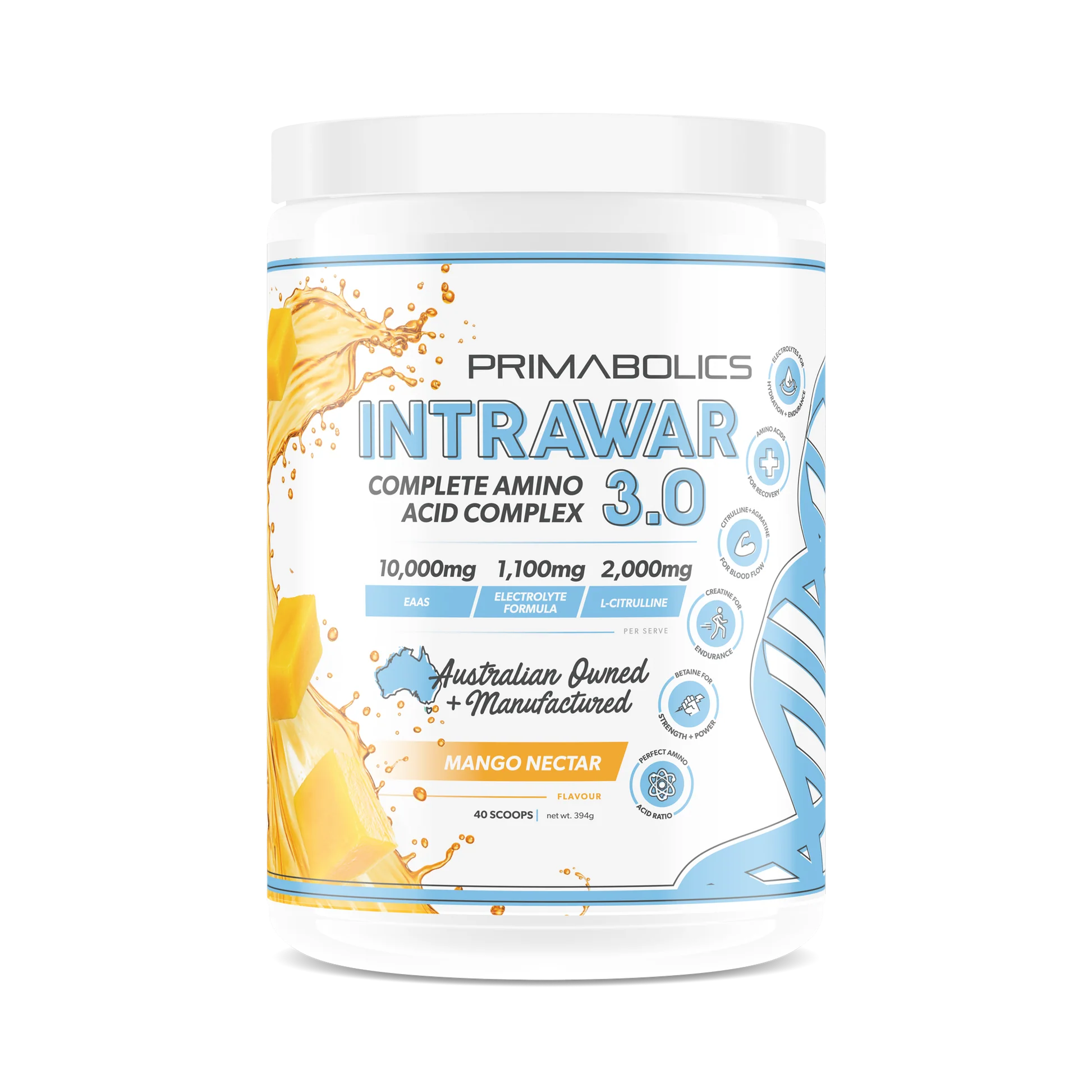 INTRAWAR 3.0 // Complete Amino Acid Complex 40 Scoops PRIMABOLICS Mango Nectar NTS Newtown Supplement Store Sydney