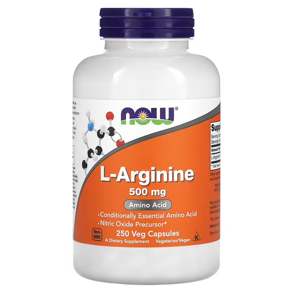 L-Arginine 500mg // 250 Veg Capsules Now Foods NTS Newtown Supplement Store Sydney