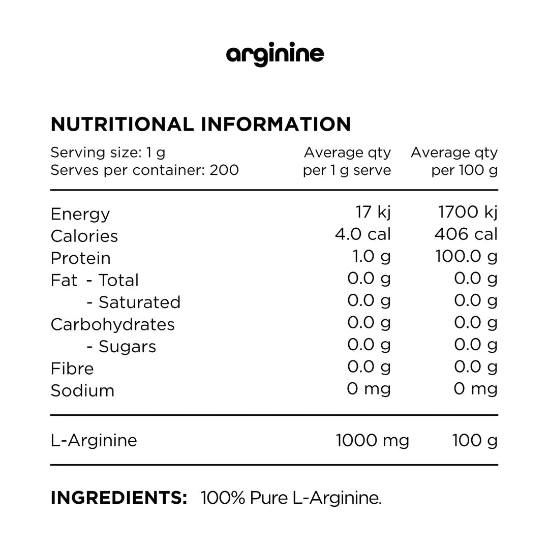 L-Arginine SWITCH// 100% Pure 200 serves SWITCH NTS Newtown Supplement Store Sydney