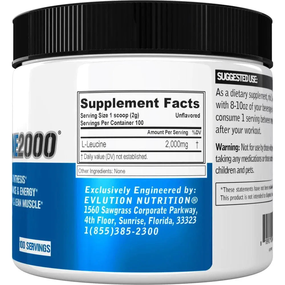 L-Leucine // 2000mg Evlution Nutrition NTS Newtown Supplement Store Sydney