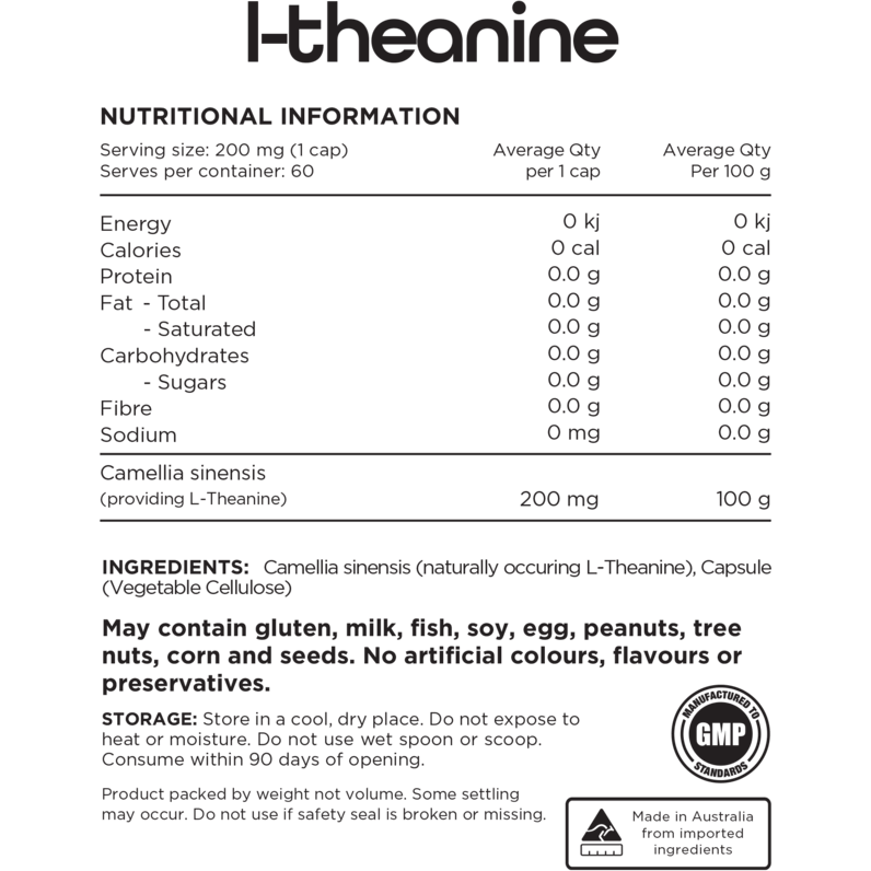 L-theanine // 60 Veg Caps SWITCH NTS Newtown Supplement Store Sydney