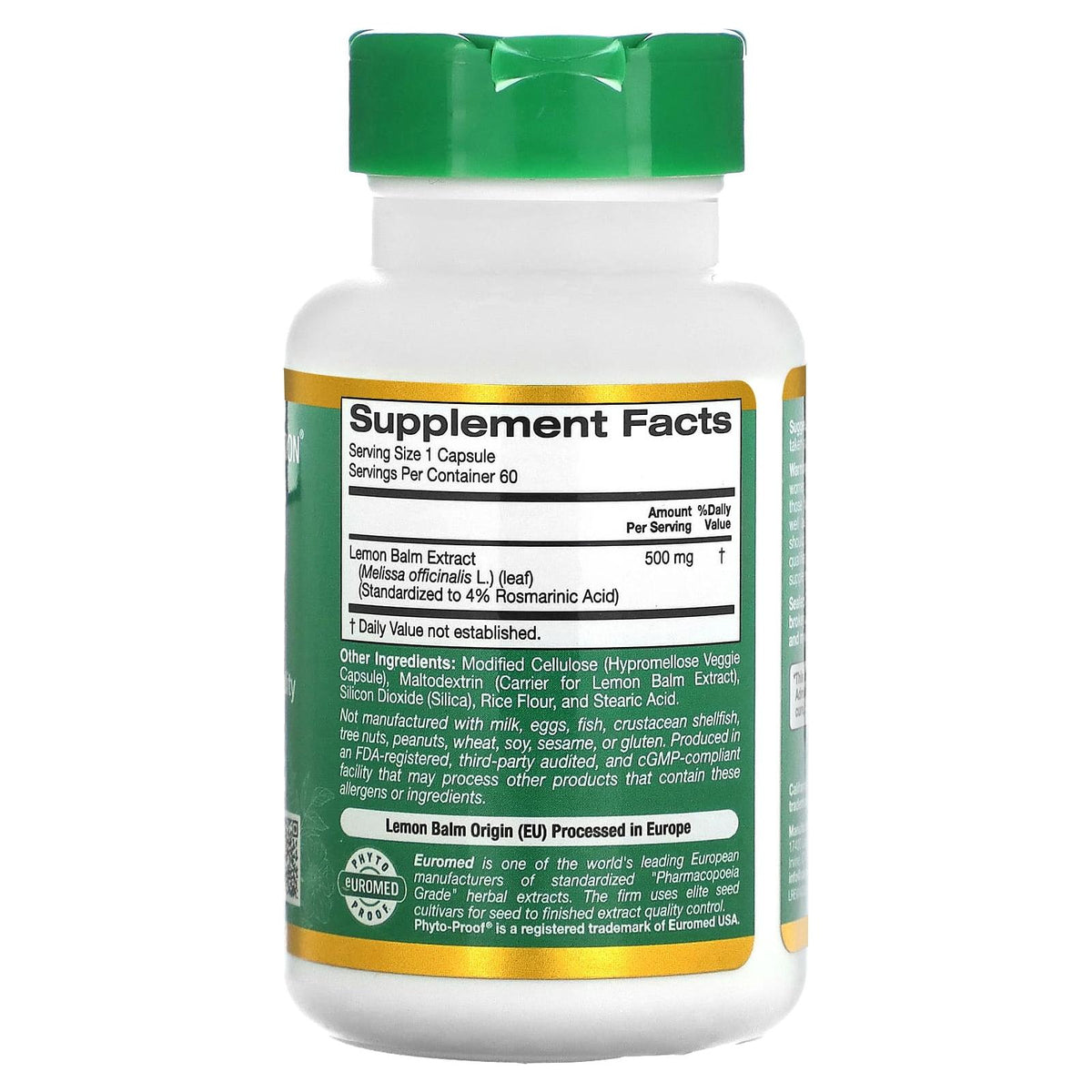 Lemon Balm // 500mg California Gold Nutrition NTS Newtown Supplement Store Sydney