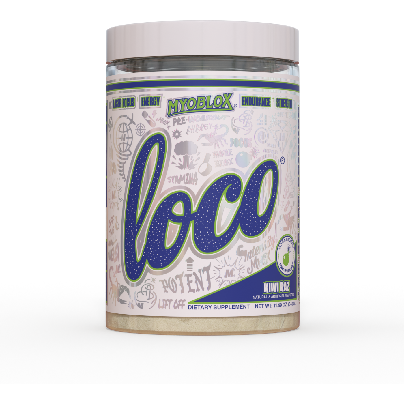 Loco // Pre-workout Myoblox Kiwi Raz NTS Newtown Supplement Store Sydney