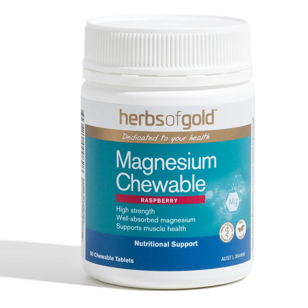 Magnesium Chewable // Supports Muscle Health (Raspberry) Herbs of Gold NTS Newtown Supplement Store Sydney