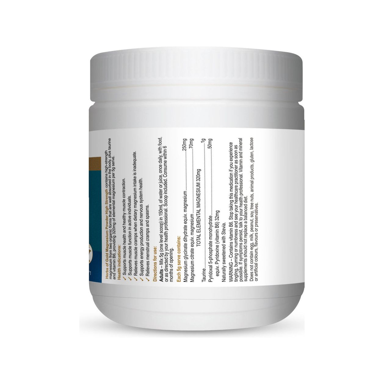 Magnesium Powder High-Strength // Pineapple Flavour Herbs of Gold NTS Newtown Supplement Store Sydney