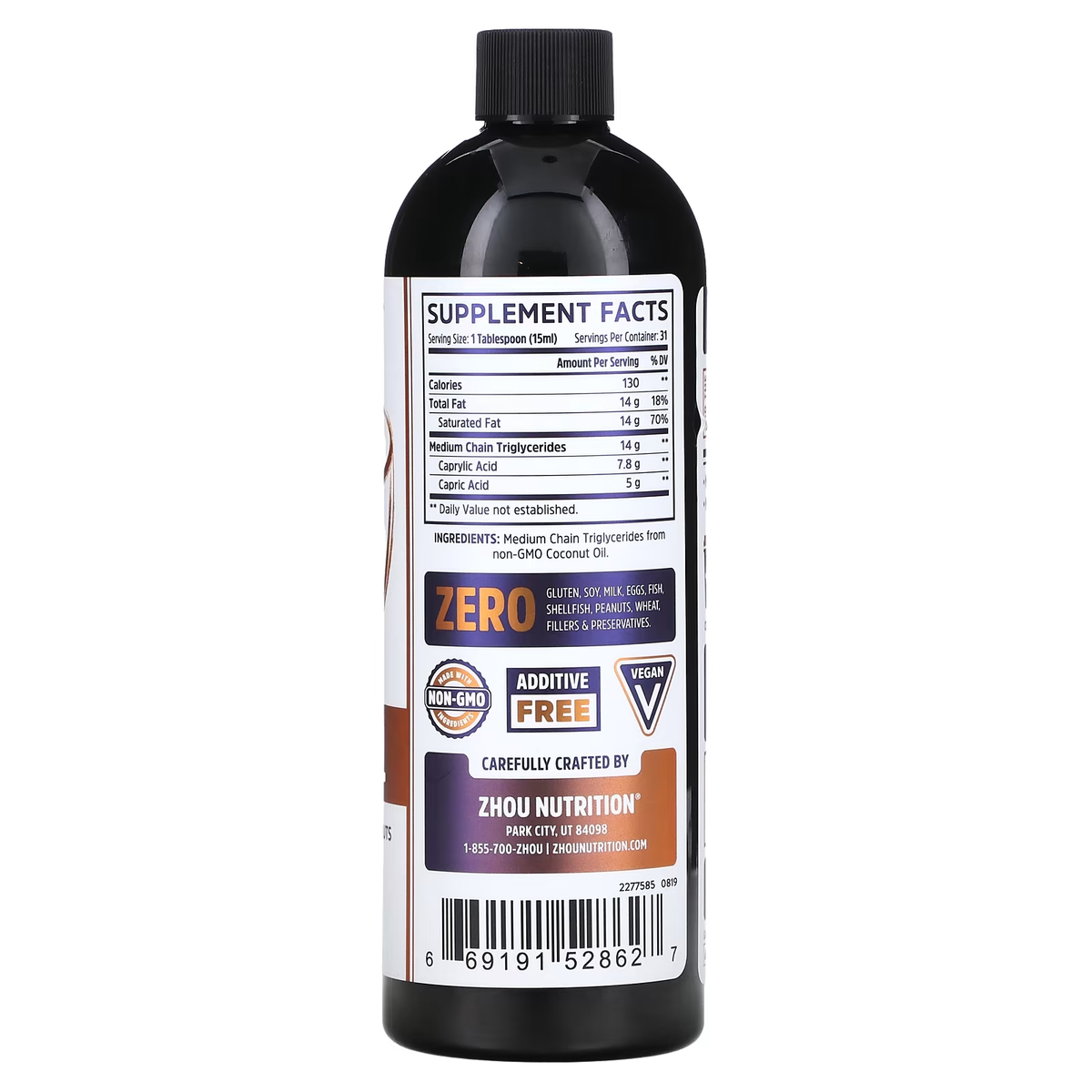 MCT OIL // 100% Non-GMO Coconuts Unflavoured 473ml Zhou Nutrition NTS Newtown Supplement Store Sydney