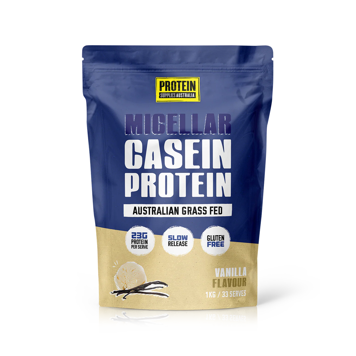 Micellar Casein Protein 1kg  // 23g Protein Per Serve Protein Supplies Australia Vanilla NTS Newtown Supplement Store Sydney