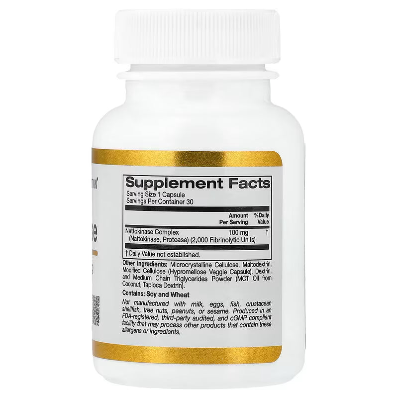 Nattokinase 2000 FU // 30 Veggie Caps California Gold Nutrition NTS Newtown Supplement Store Sydney