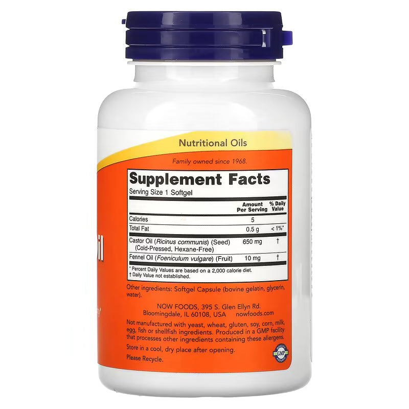 Now Foods Castor Oil // 650mg 120 Softgels Now Foods NTS Newtown Supplement Store Sydney