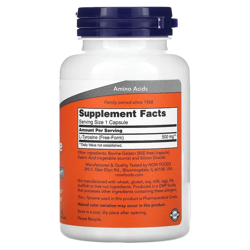 NOW Foods, L-Tyrosine 500 mg // 120 Capsules Now Foods NTS Newtown Supplement Store Sydney