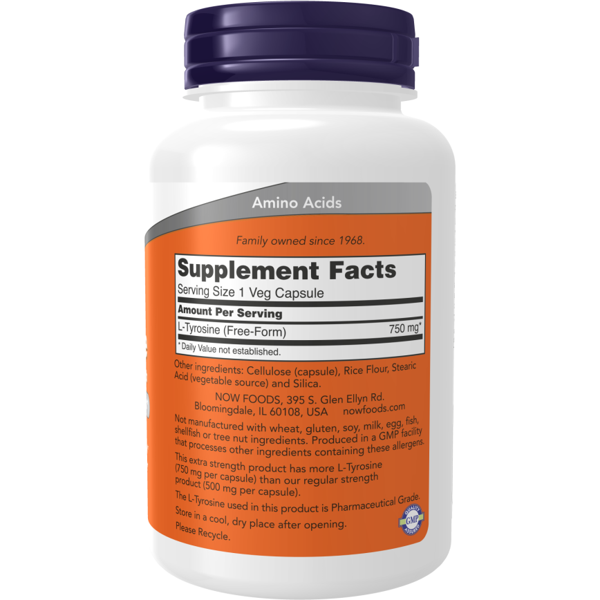 Now Foods L-Tyrosine 750 mg // Extra Strength Now Foods NTS Newtown Supplement Store Sydney
