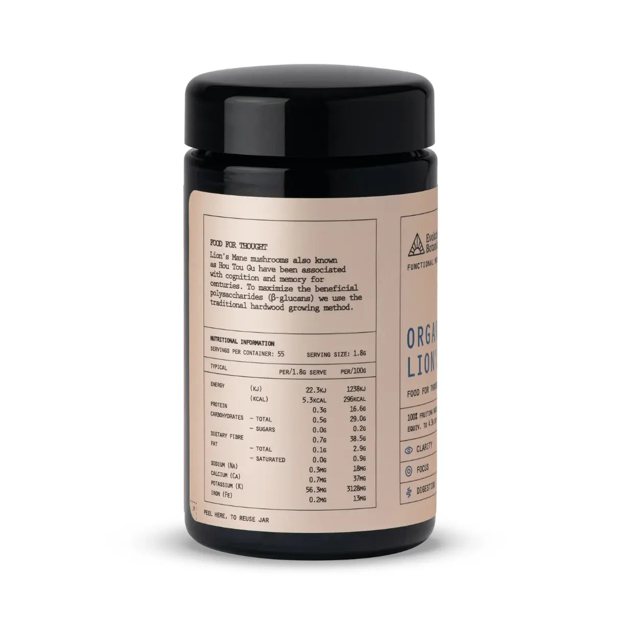 Organic Lion's Mane // All Natural 20% B-Glucans 100g Powder Evolution Botanicals NTS Newtown Supplement Store Sydney