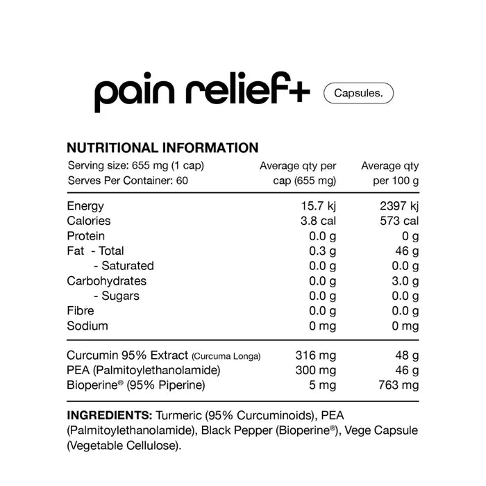 Pain Relief + // Curcumin &amp; P.E.A (60 Serves) SWITCH NTS Newtown Supplement Store Sydney