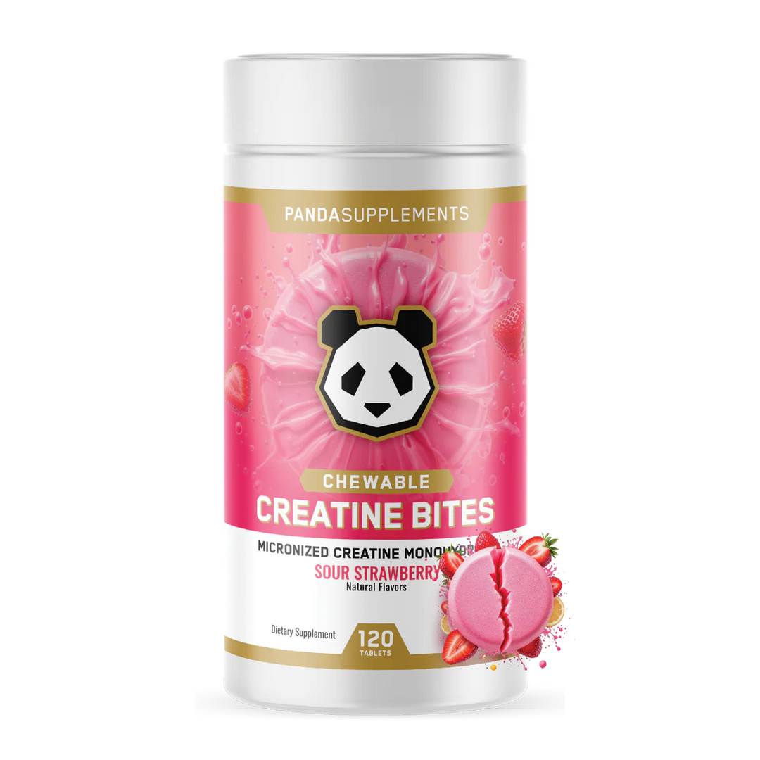 Panda Supps Creatine Bites // 5g 30 Serves Panda Supplements Sour Strawberry NTS Newtown Supplement Store Sydney