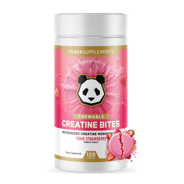 Panda Supps Creatine Bites // 5g 30 Serves Panda Supplements Sour Strawberry NTS Newtown Supplement Store Sydney
