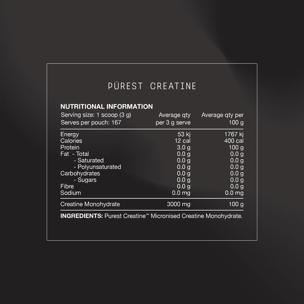 PERFORM Purest Creatine Monohydrate // HASTA Certified SWITCH NTS Newtown Supplement Store Sydney