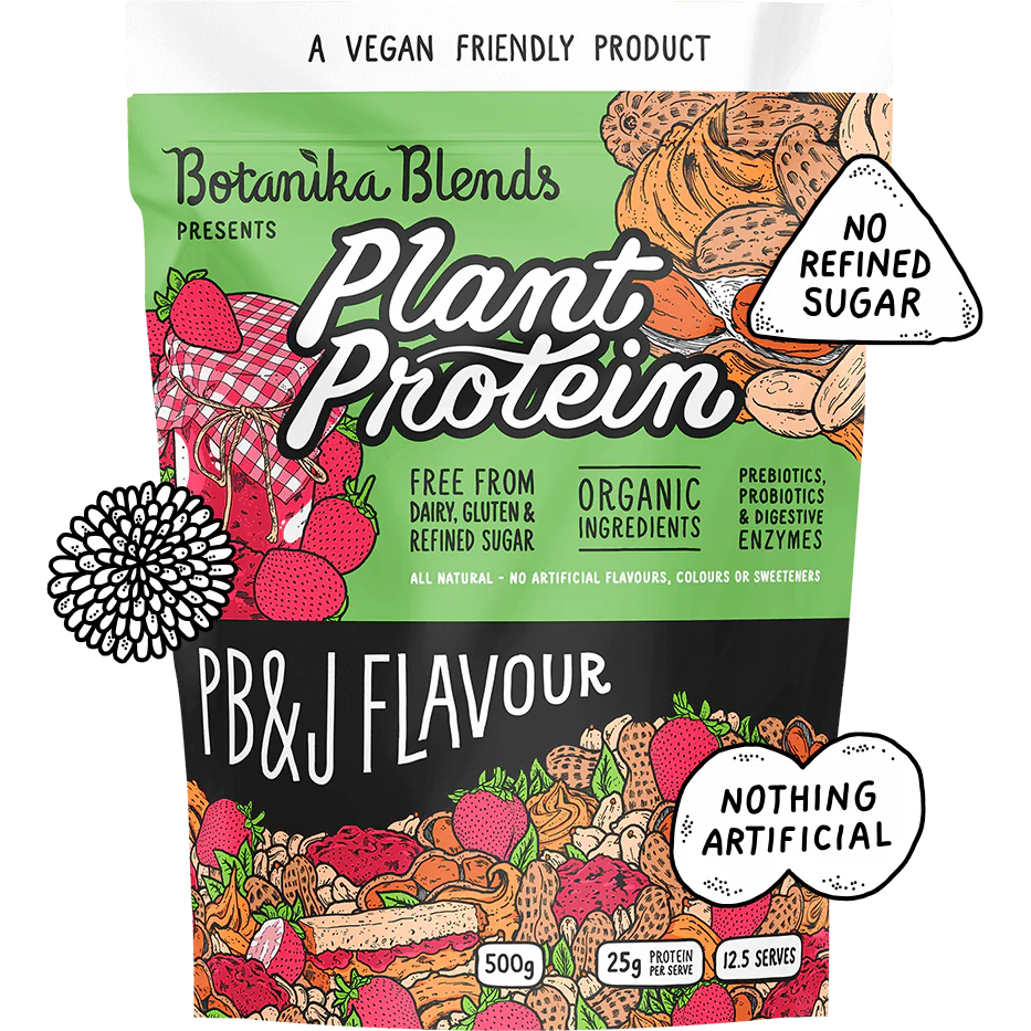 Plant Protein // All Natural Vegan Friendly 500g Botanika Blends PB &amp; J NTS Newtown Supplement Store Sydney