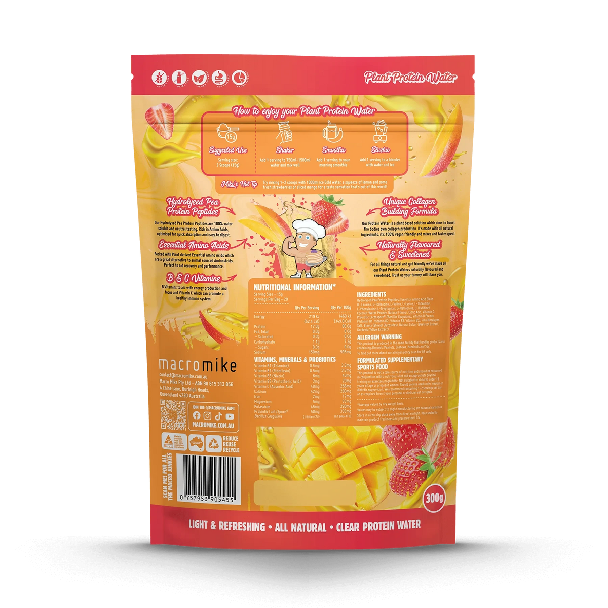 Plant Protein Water // Protein Water + Collagen Macro Mike NTS Newtown Supplement Store Sydney