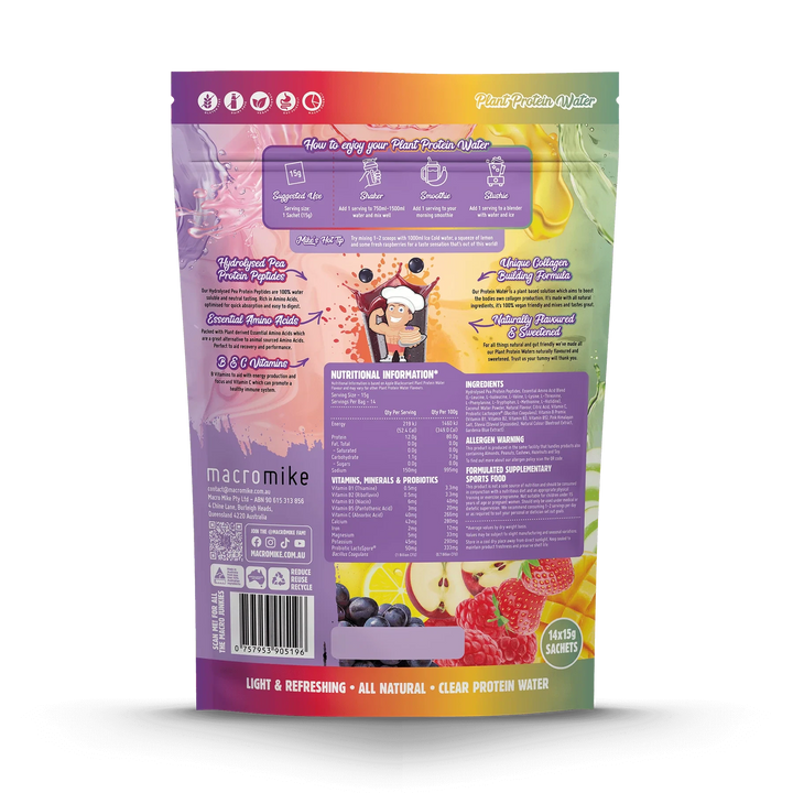 Plant Protein Water Sample Pack // 14 Serves Macro Mike NTS Newtown Supplement Store Sydney