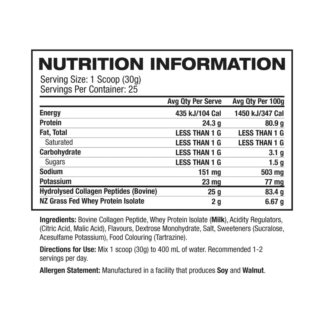 Protein Water (Collagen & WPI) // 25 Serves Inspired Nutraceuticals NTS Newtown Supplement Store Sydney