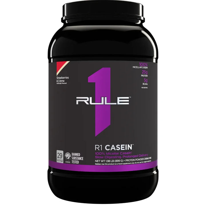 R1 CASEIN // Slow Release Protein Rule 1 Strawberries &amp; Cream / 2 LB NTS Newtown Supplement Store Sydney