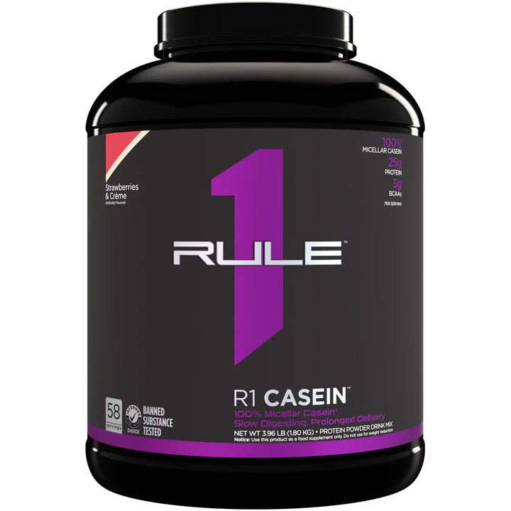 R1 CASEIN // Slow Release Protein Rule 1 Strawberries &amp; Creme / 4 LB NTS Newtown Supplement Store Sydney