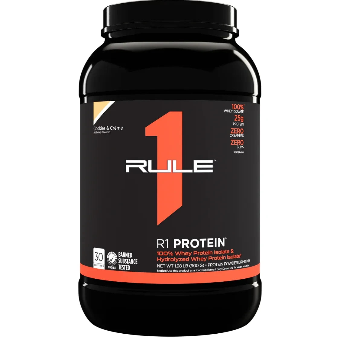 R1 PROTEIN // Whey Protein Isolate & Hydrolyzed 2 LB Rule 1 Cookies & Creme / 2 LB NTS Newtown Supplement Store Sydney