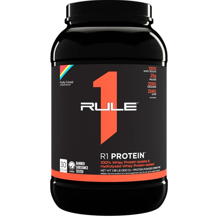 R1 PROTEIN // Whey Protein Isolate &amp; Hydrolyzed 2 LB Rule 1 Fruity Cereal / 2 LB NTS Newtown Supplement Store Sydney