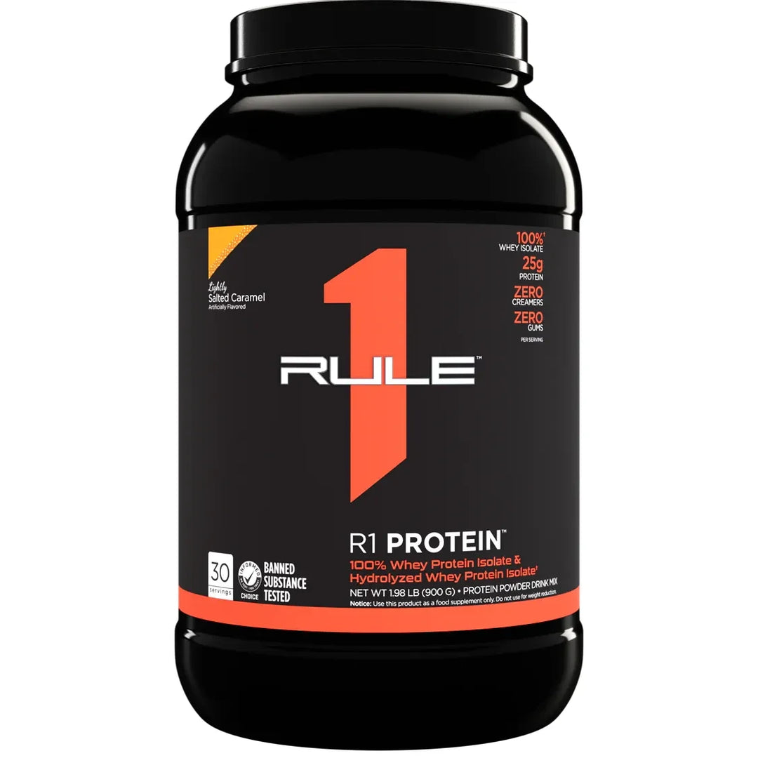 R1 PROTEIN // Whey Protein Isolate &amp; Hydrolyzed 2 LB Rule 1 Lightly Salted Caramel / 2 LB NTS Newtown Supplement Store Sydney