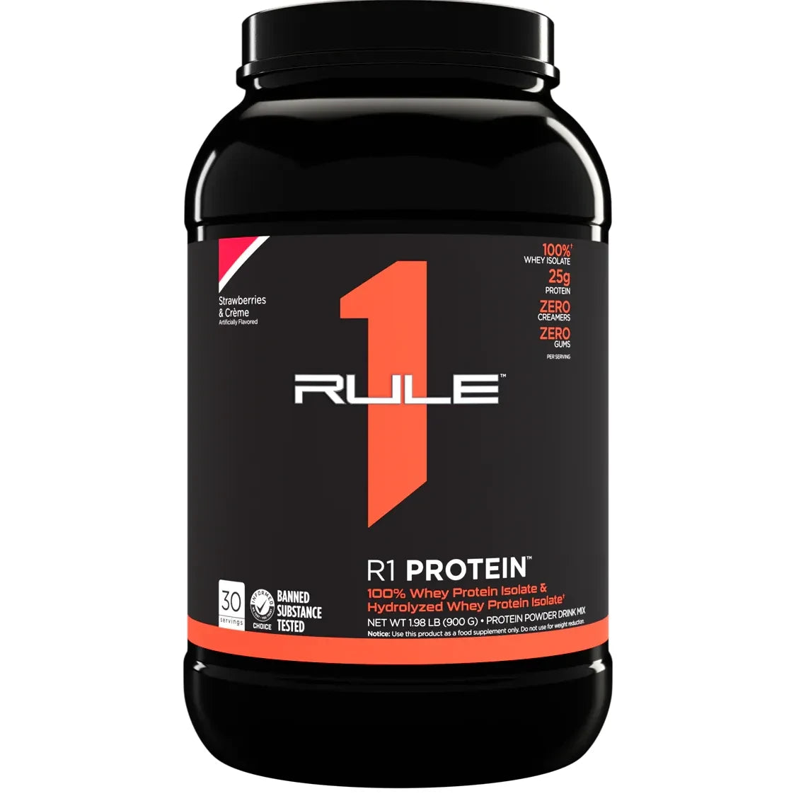 R1 PROTEIN // Whey Protein Isolate & Hydrolyzed 2 LB Rule 1 Strawberries & Creme / 2 LB NTS Newtown Supplement Store Sydney