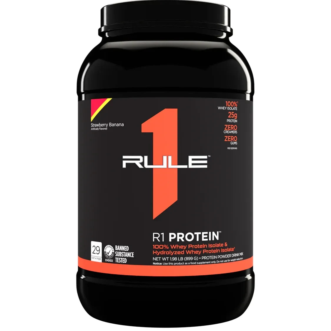 R1 PROTEIN // Whey Protein Isolate & Hydrolyzed 2 LB Rule 1 Strawberry Banana / 2 LB NTS Newtown Supplement Store Sydney