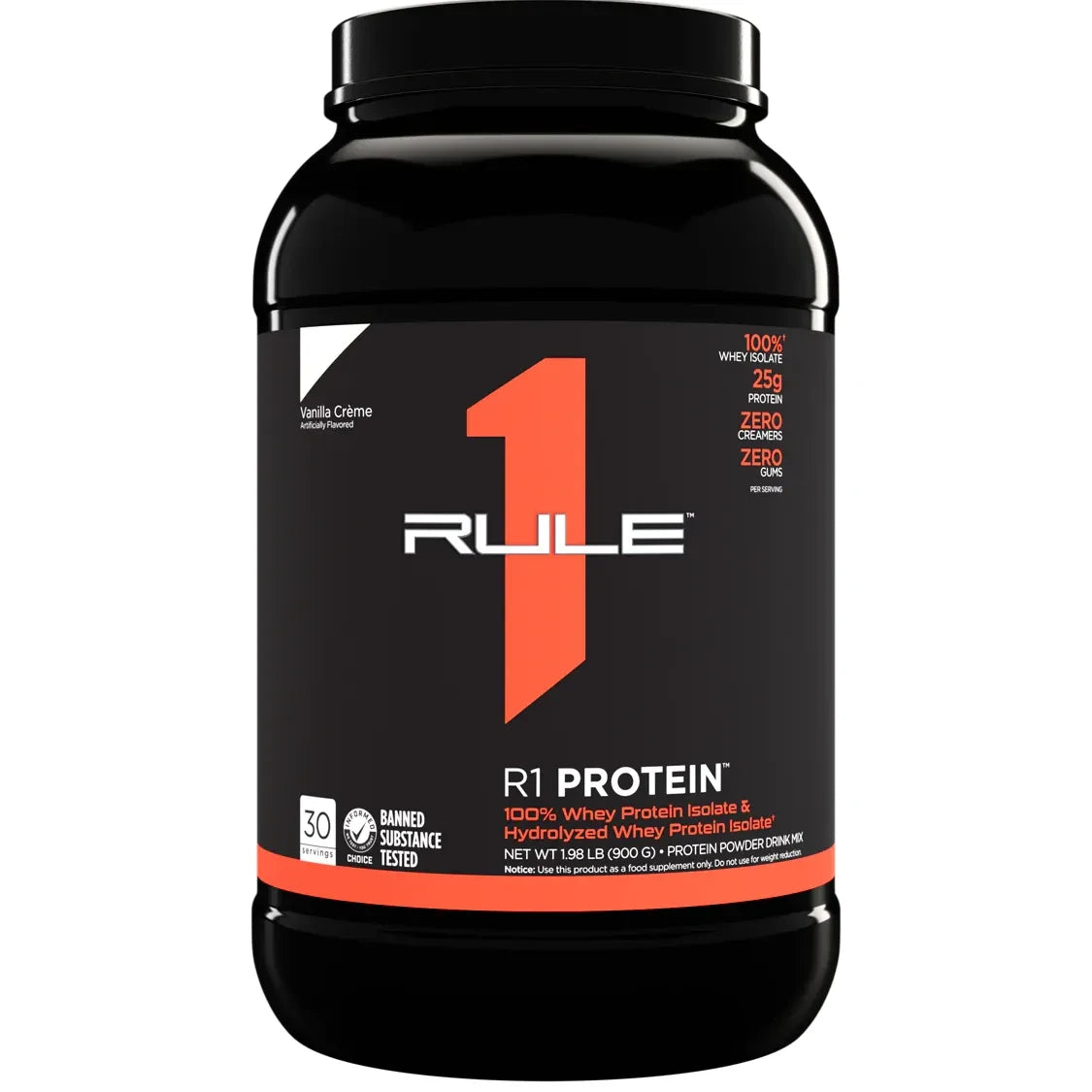 R1 PROTEIN // Whey Protein Isolate & Hydrolyzed 2 LB Rule 1 Vanilla Creme / 2 LB NTS Newtown Supplement Store Sydney