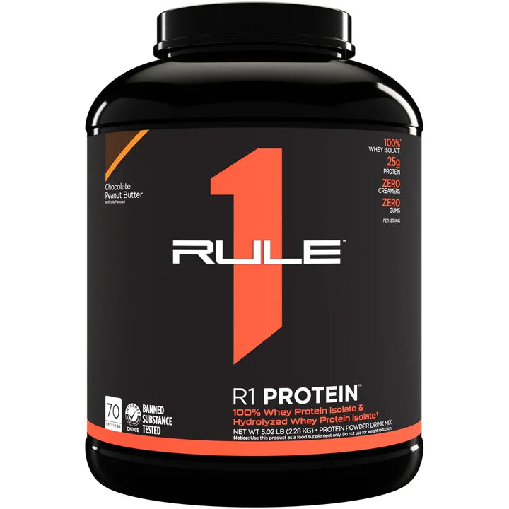 R1 PROTEIN // Whey Protein Isolate &amp; Hydrolyzed  5 LB Rule 1 CHOCOLATE PEANUT BUTTER / 5 LB NTS Newtown Supplement Store Sydney