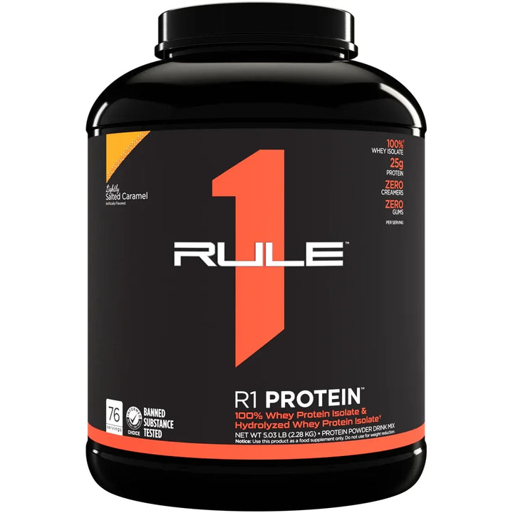 R1 PROTEIN // Whey Protein Isolate &amp; Hydrolyzed  5 LB Rule 1 LIGHTLY SALTED CARAMEL / 5 LB NTS Newtown Supplement Store Sydney