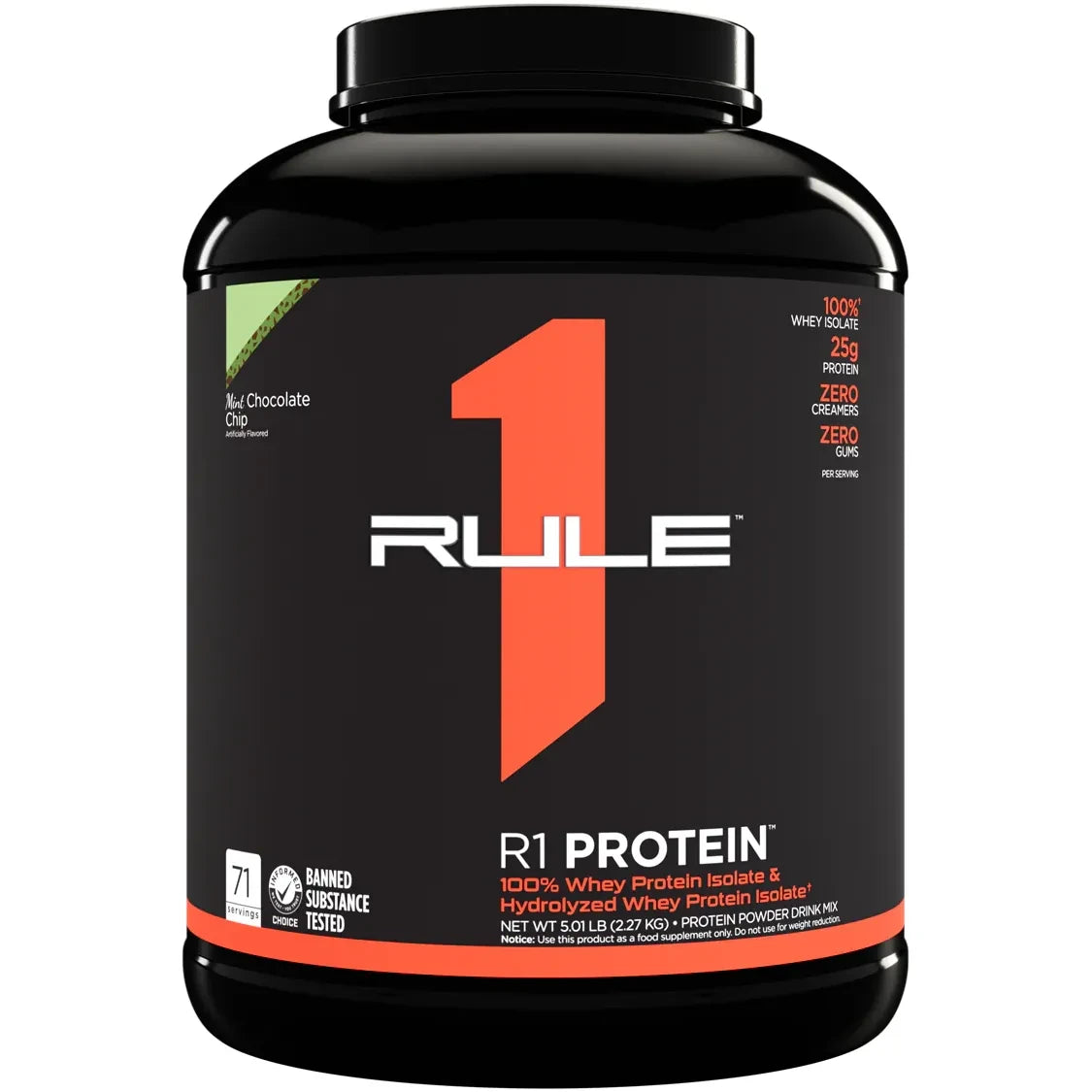 R1 PROTEIN // Whey Protein Isolate & Hydrolyzed  5 LB Rule 1 Mint Chocolate Chip / 5 LB NTS Newtown Supplement Store Sydney