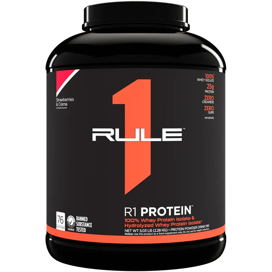 R1 PROTEIN // Whey Protein Isolate &amp; Hydrolyzed  5 LB Rule 1 STRAWBERRIES &amp; CREME / 5 LB NTS Newtown Supplement Store Sydney