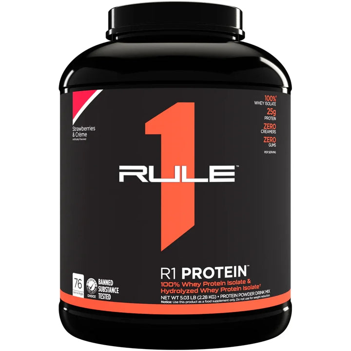 R1 PROTEIN // Whey Protein Isolate &amp; Hydrolyzed  5 LB Rule 1 STRAWBERRIES &amp; CREME / 5 LB NTS Newtown Supplement Store Sydney