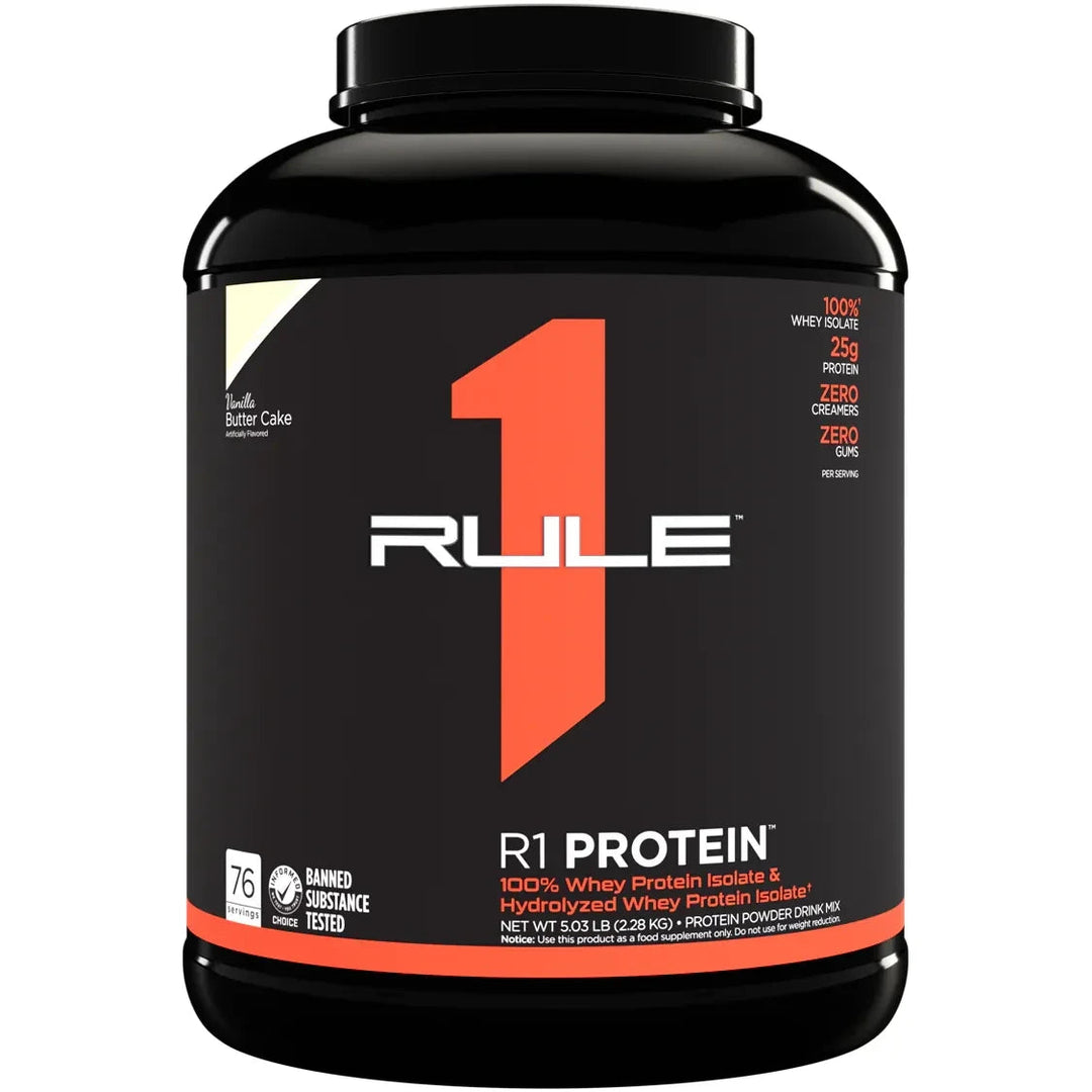 R1 PROTEIN // Whey Protein Isolate &amp; Hydrolyzed  5 LB Rule 1 VANILLA BUTTER CAKE / 5 LB NTS Newtown Supplement Store Sydney