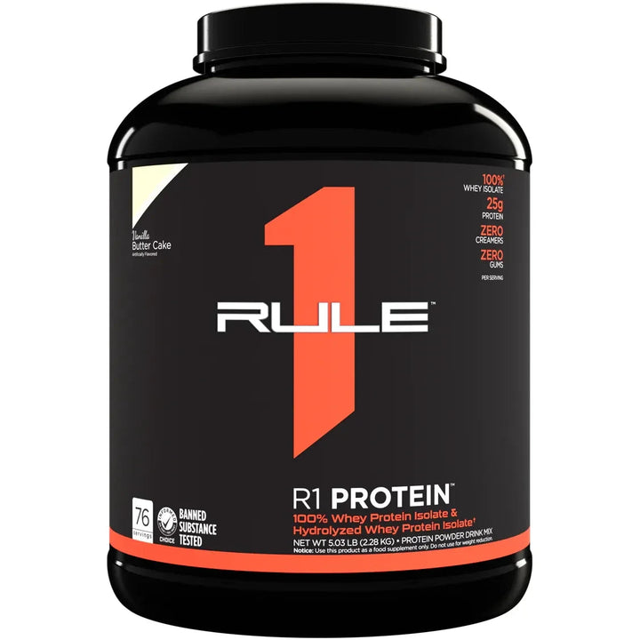 R1 PROTEIN // Whey Protein Isolate &amp; Hydrolyzed  5 LB Rule 1 VANILLA BUTTER CAKE / 5 LB NTS Newtown Supplement Store Sydney