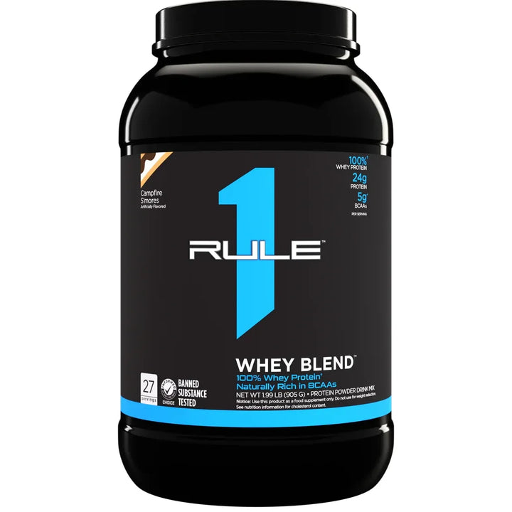 R1 WHEY BLEND // 100% Whey Protein (2 LB) Rule 1 Campfire Smores / 1LB NTS Newtown Supplement Store Sydney