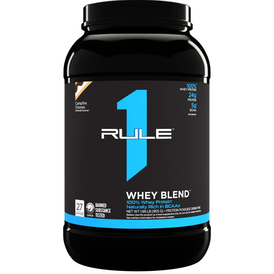 R1 WHEY BLEND // 100% Whey Protein (2 LB) Rule 1 Campfire Smores / 1LB NTS Newtown Supplement Store Sydney