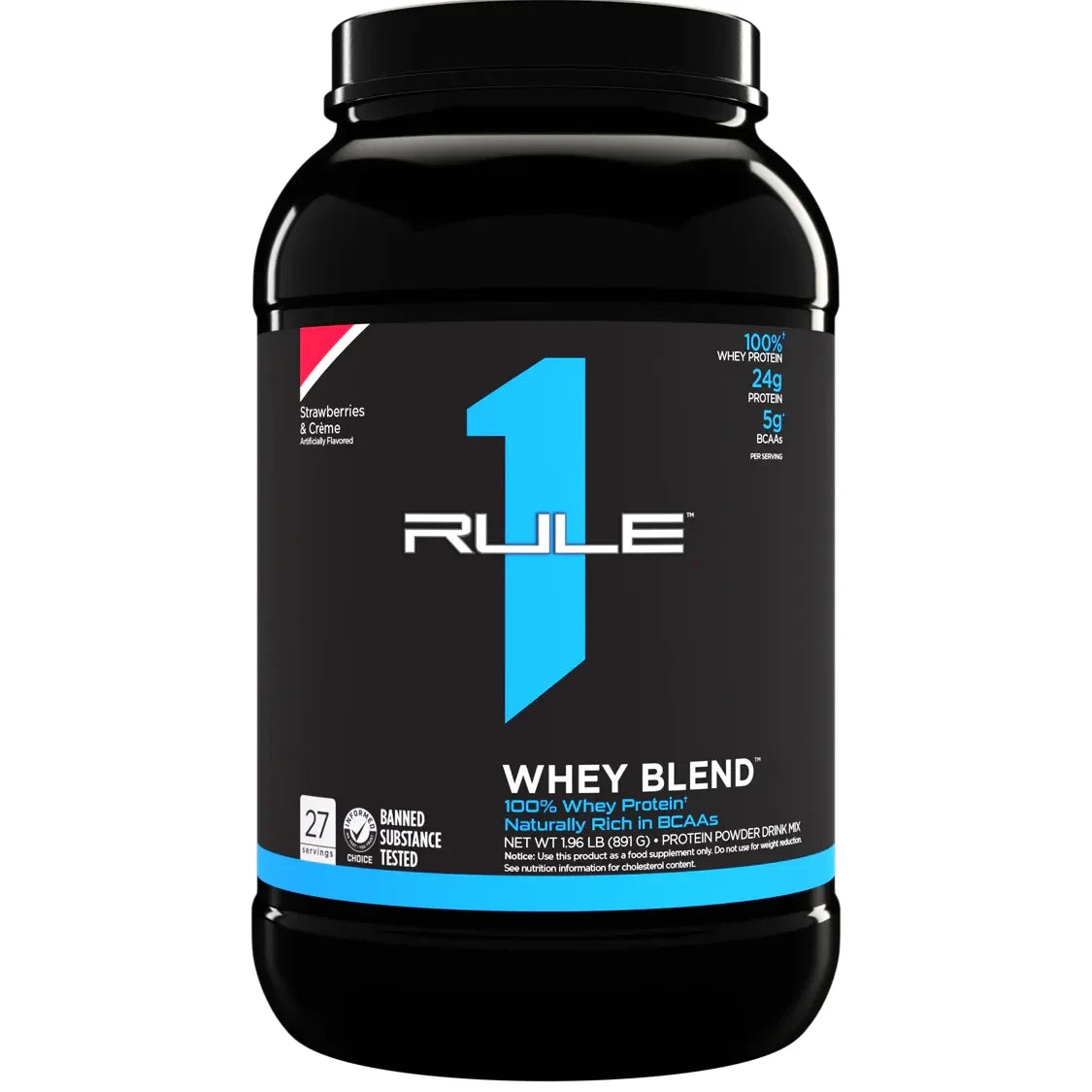 R1 WHEY BLEND // 100% Whey Protein (2 LB) Rule 1 Strawberries &amp; Creme / 1LB NTS Newtown Supplement Store Sydney